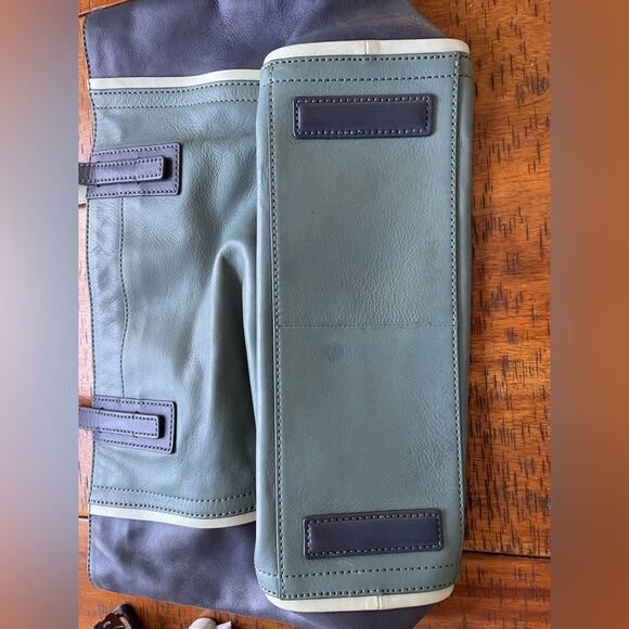 Fossil Emma Leather Tote Arctic Mist (Aqua + navy) - Picture 8 of 8